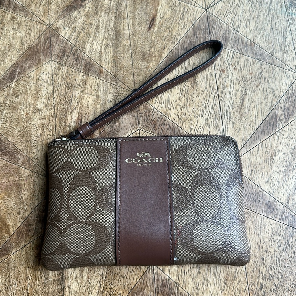 Coach Brown and Tan Wristlet